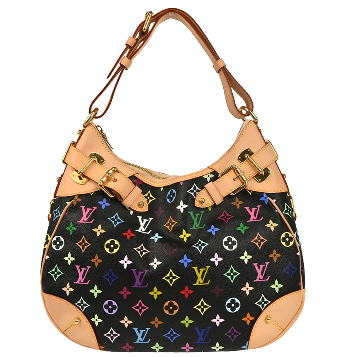 Louis Vuitton 2010 Black Monogram Multicolor Greta Shoulder Bag M40196