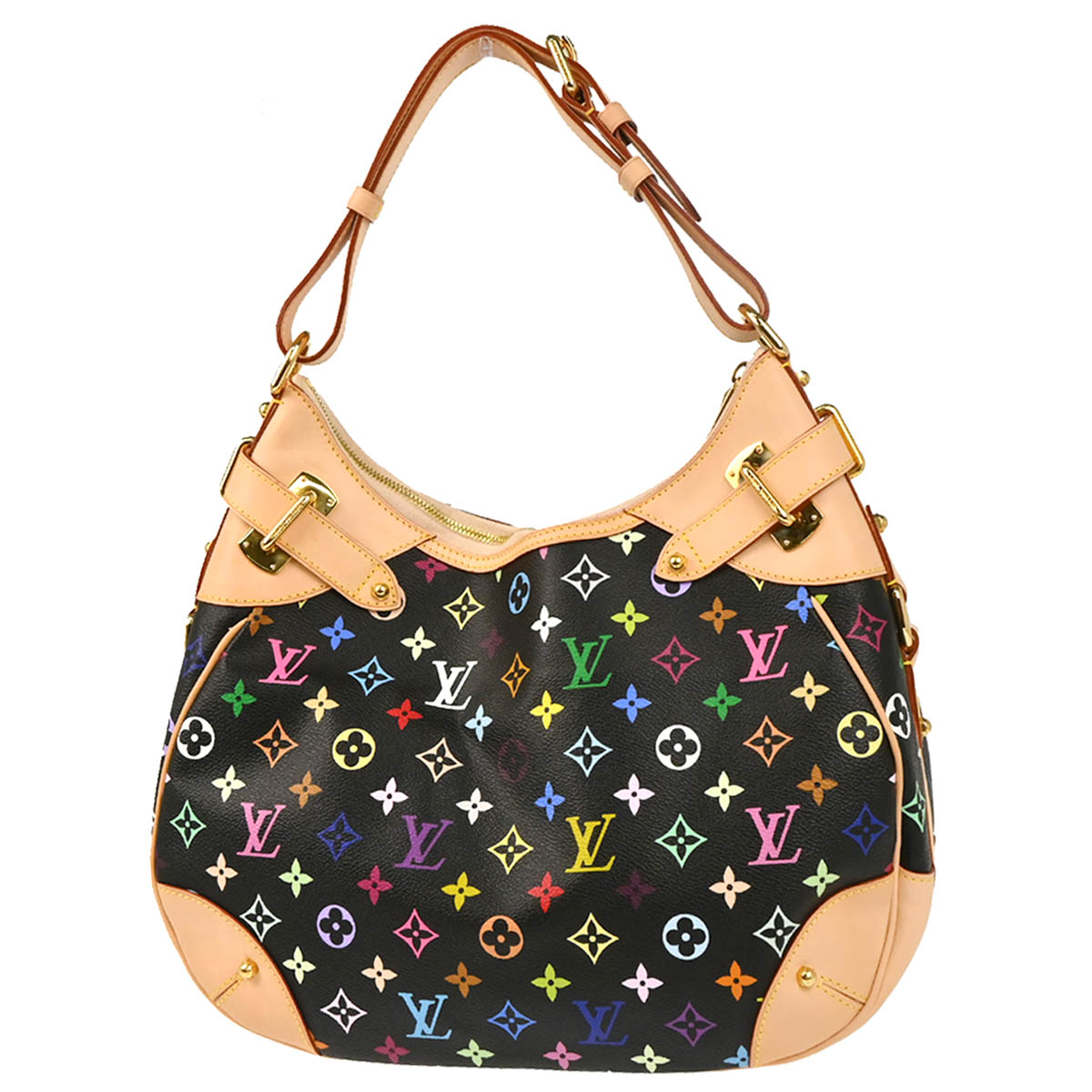 Louis Vuitton 2010 Black Monogram Multicolor Greta Shoulder Bag M40196