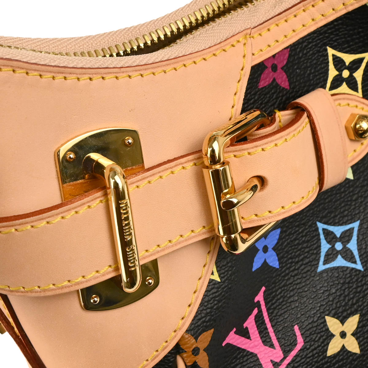 Louis Vuitton 2010 Black Monogram Multicolor Greta Shoulder Bag M40196