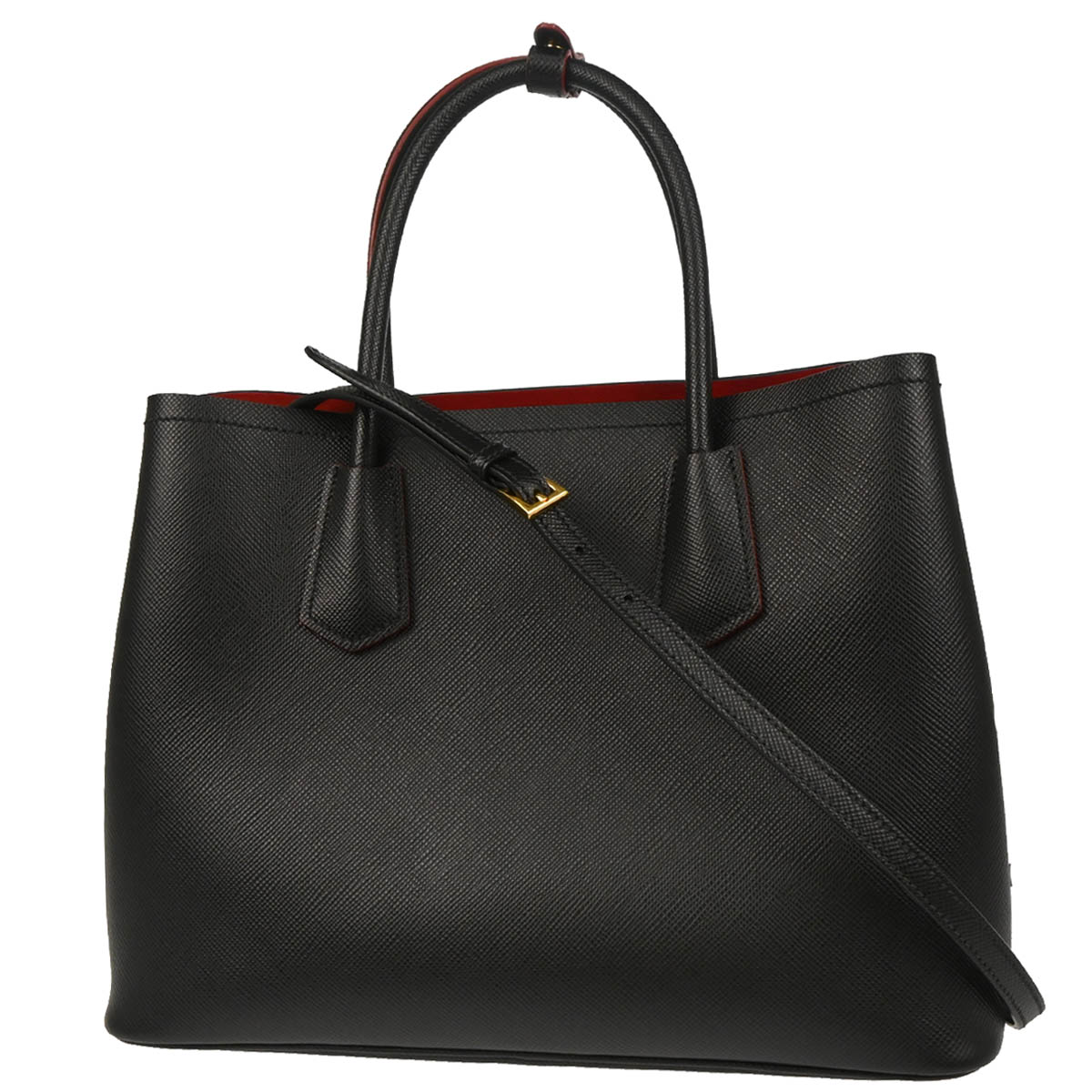 Prada Black Leather 2way Shoulder Tote Handbag