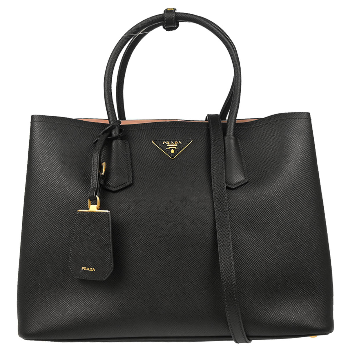 Prada Black Leather 2way Shoulder Tote Handbag