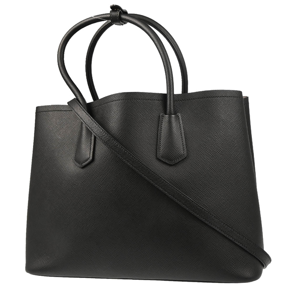 Prada Black Leather 2way Shoulder Tote Handbag