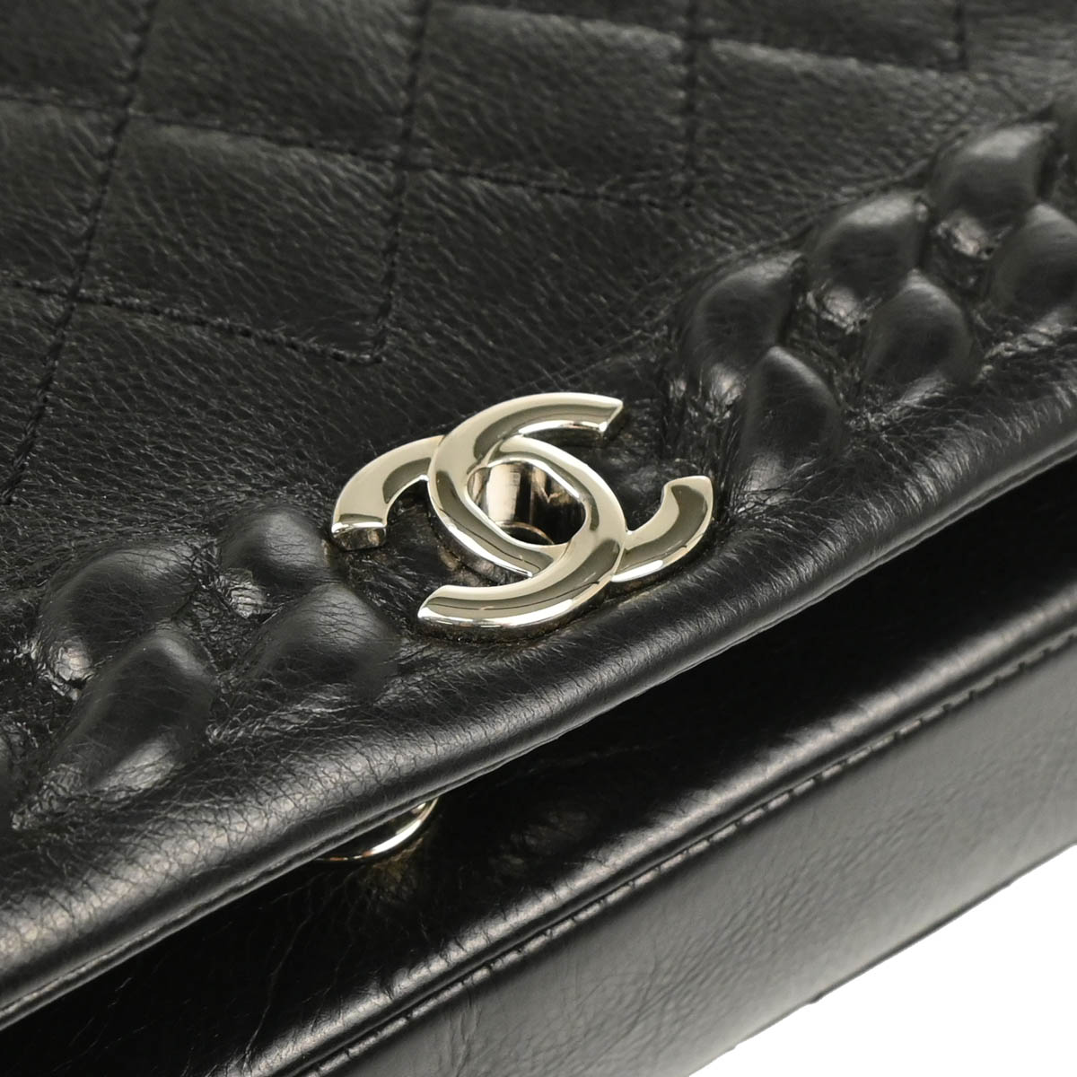 Chanel 2018 Black Embossed Calfskin Turnlock Small Full Flap Shoulder Bag