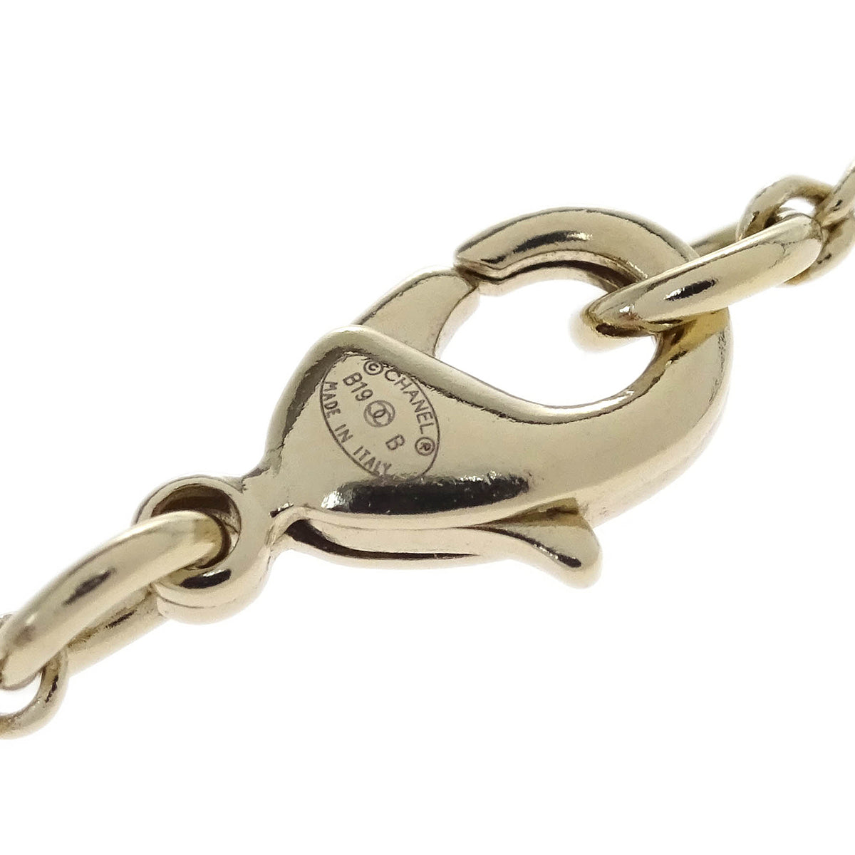 Chanel CC Chain Necklace Pendant Rhinestone Costume Pearl Gold B19B