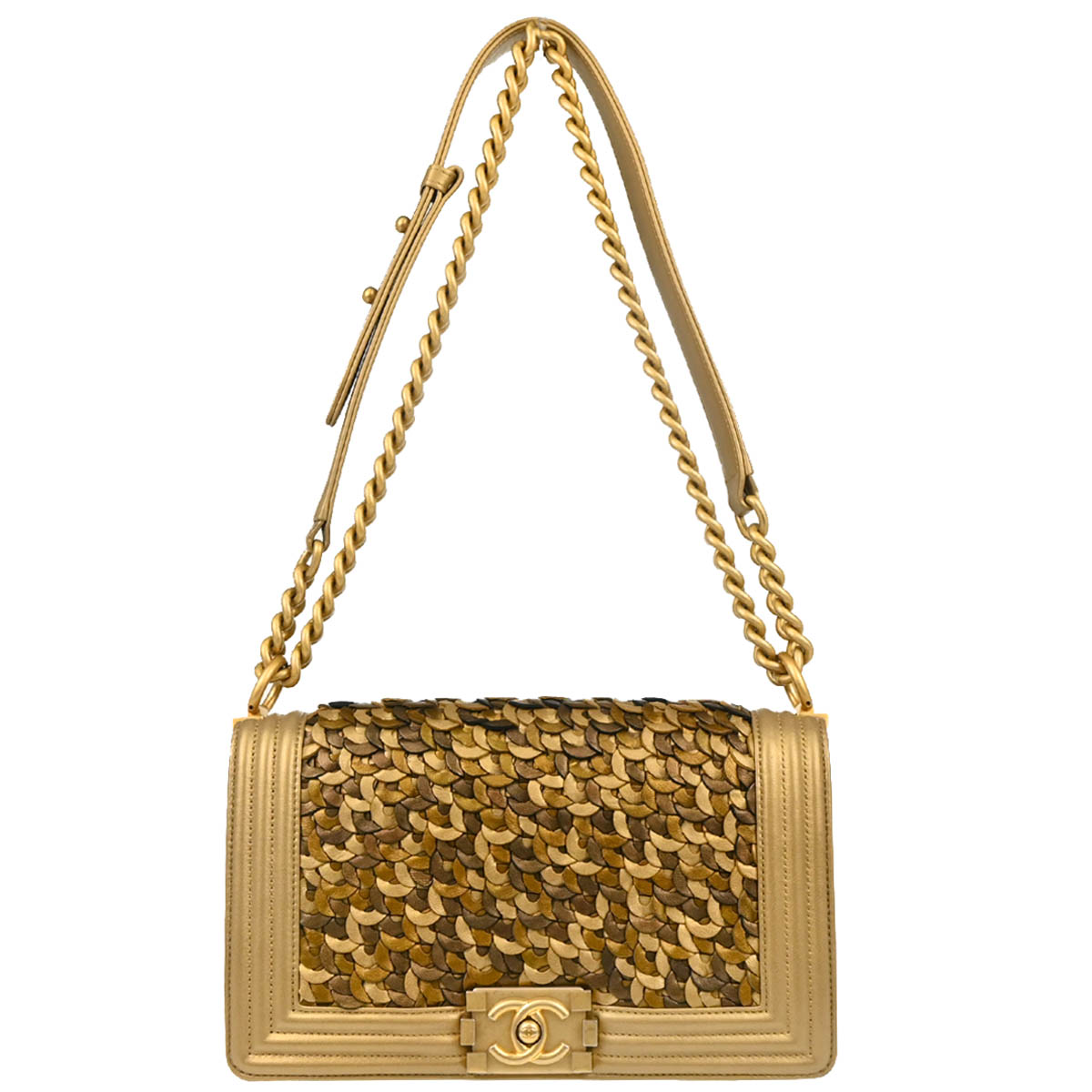 Boy Chanel Gold Lambskin Medium Shoulder Bag