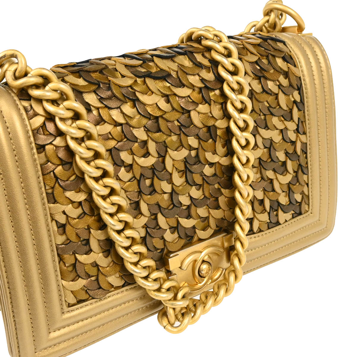 Boy Chanel 2018 Gold Lambskin Medium Shoulder Bag