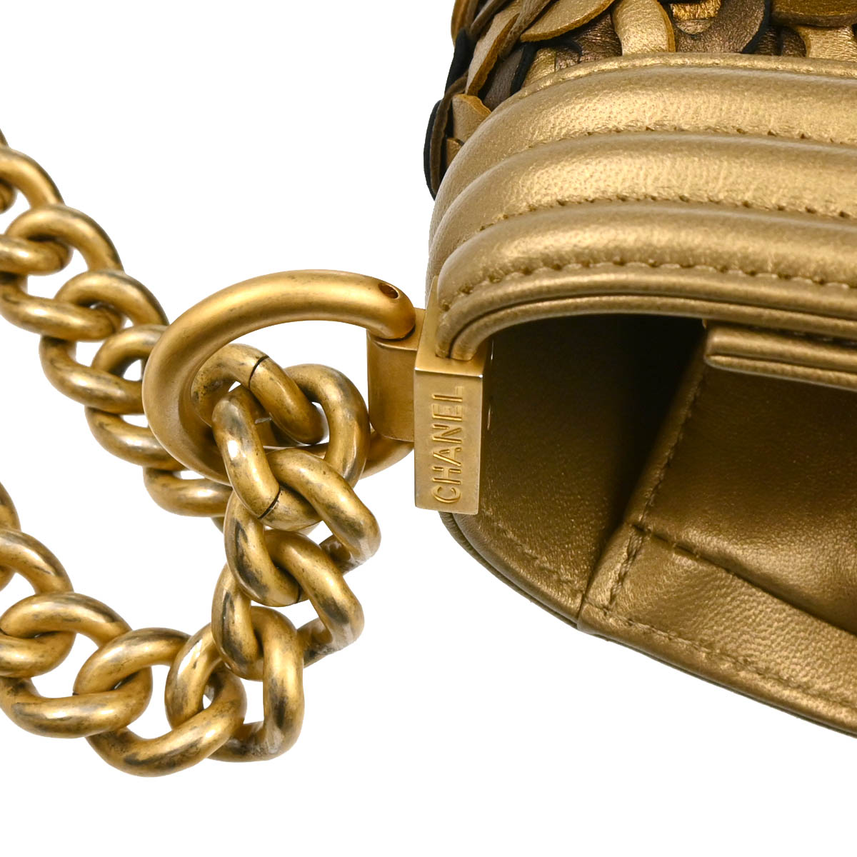 Boy Chanel 2018 Gold Lambskin Medium Shoulder Bag