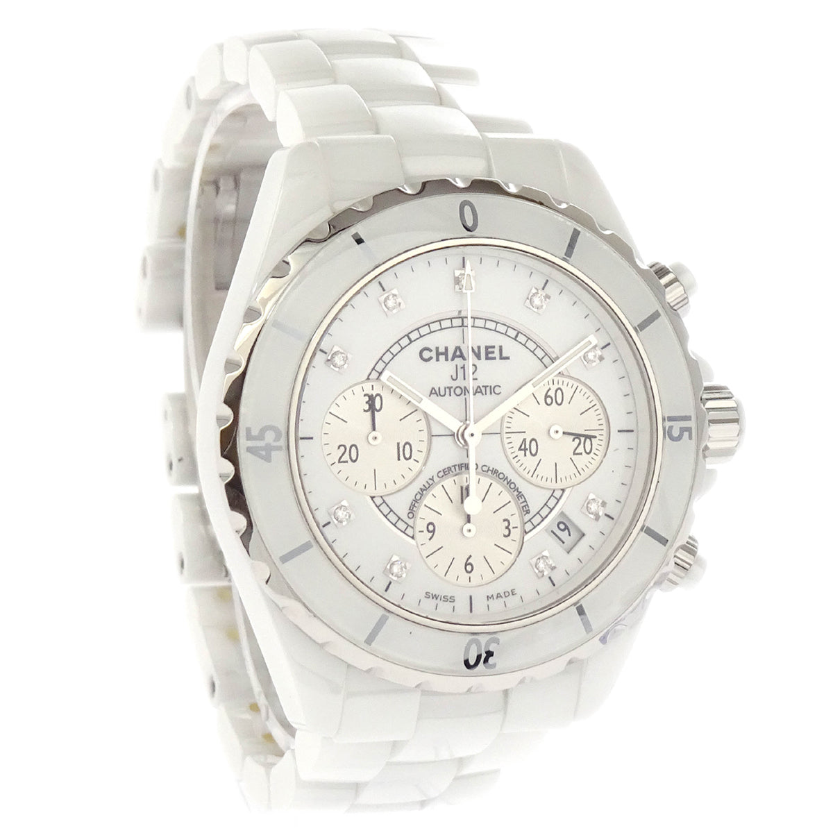 Chanel Ref.H2009 J12 Chronograph 41mm Watch Ceramic SS Diamond