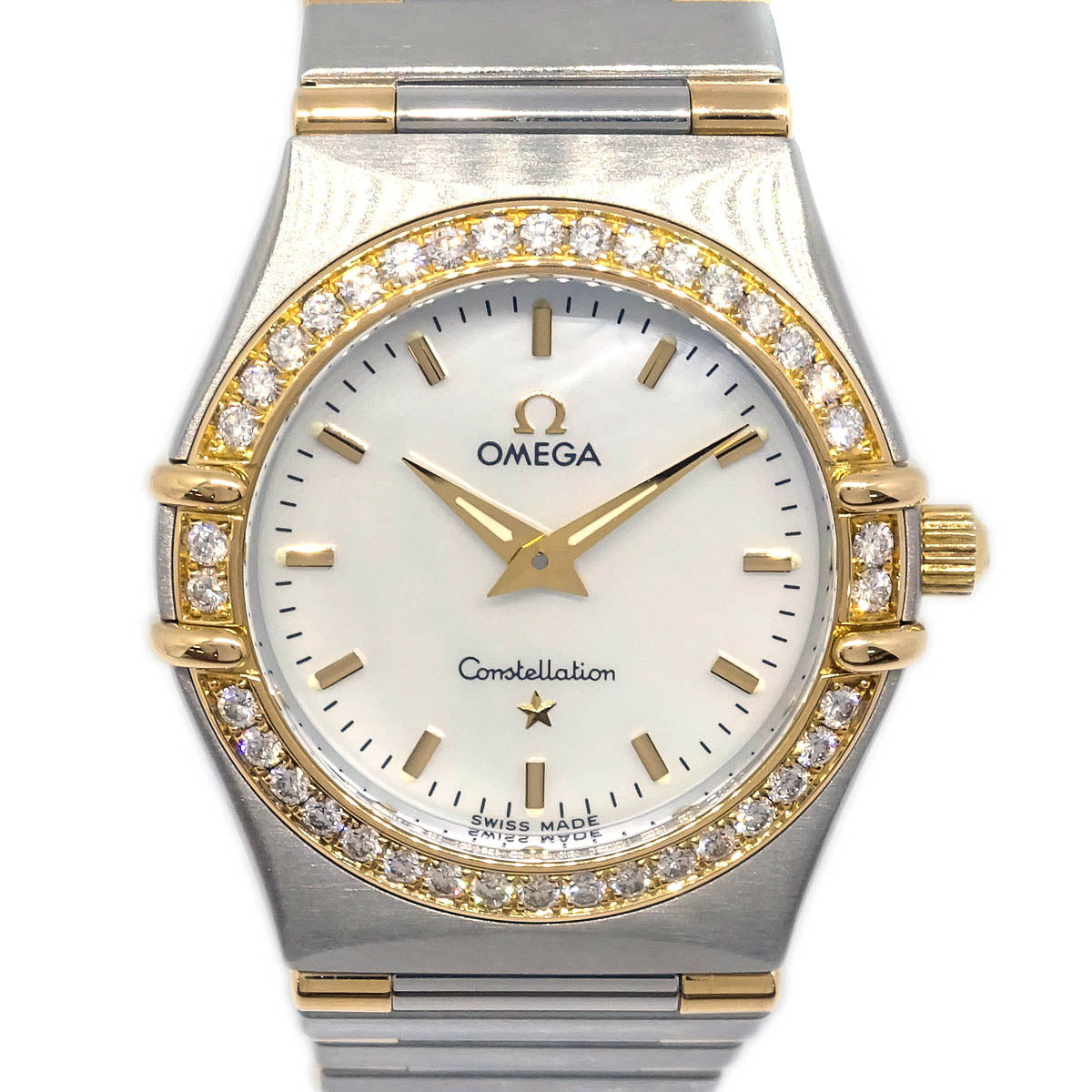 Omega Constellation Quartz Watch 18KYG SS Diamond Shell