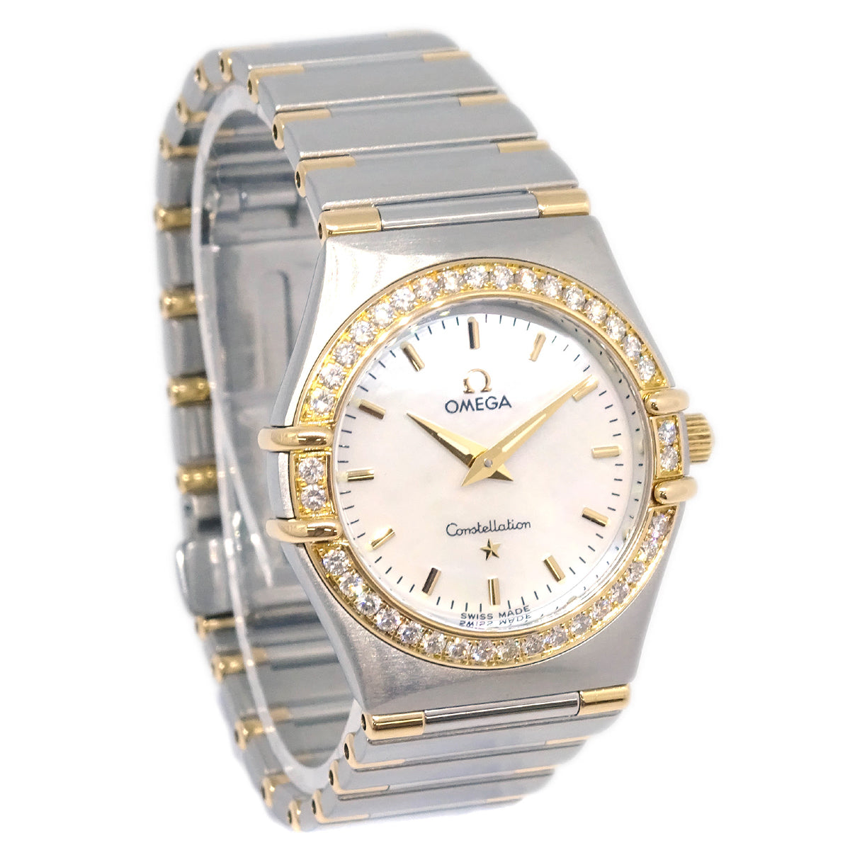 Omega Constellation Quartz Watch 18KYG SS Diamond Shell