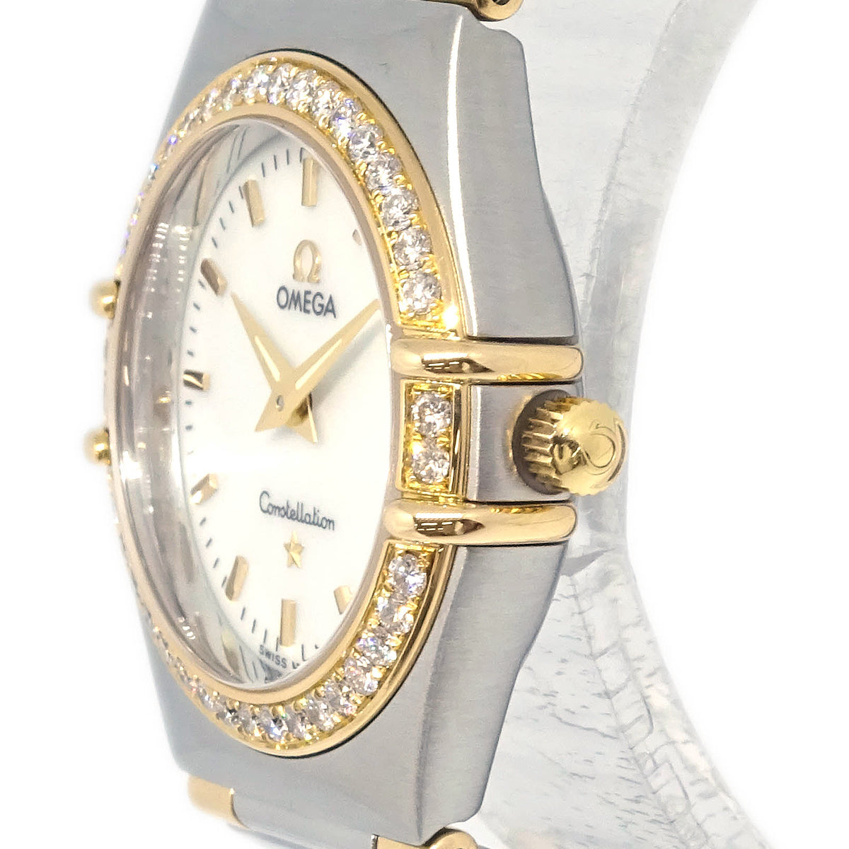 Omega Constellation Quartz Watch 18KYG SS Diamond Shell