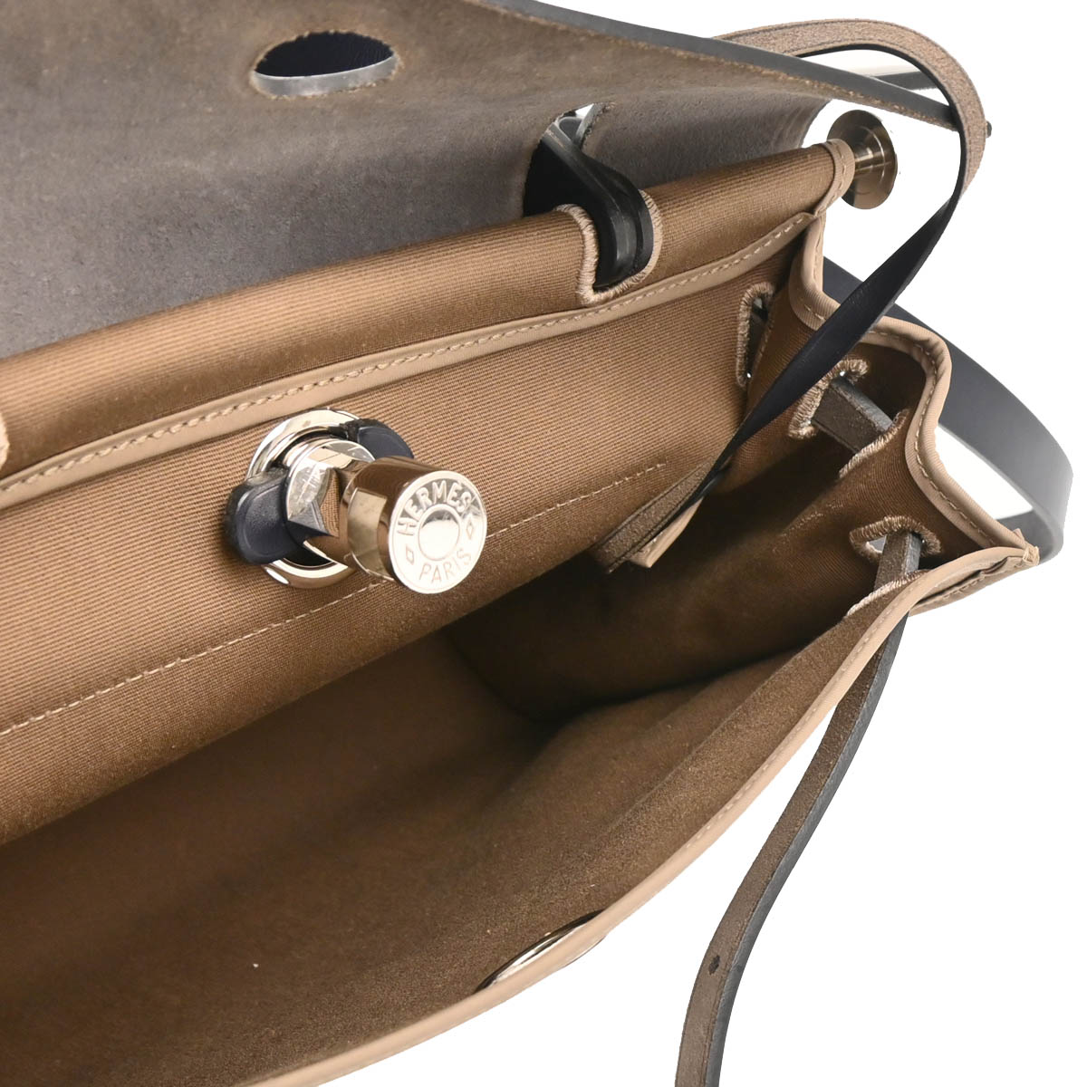 Hermes Brown Black Officier Herbag Zip PM 2 in 1 Tote Bag