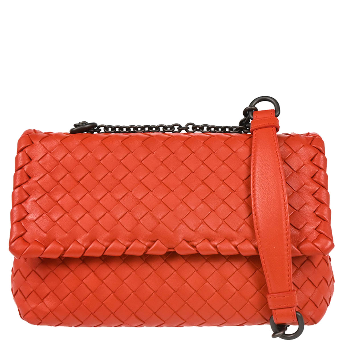 Bottega Veneta Red Intrecciato Chain Shoulder Bag