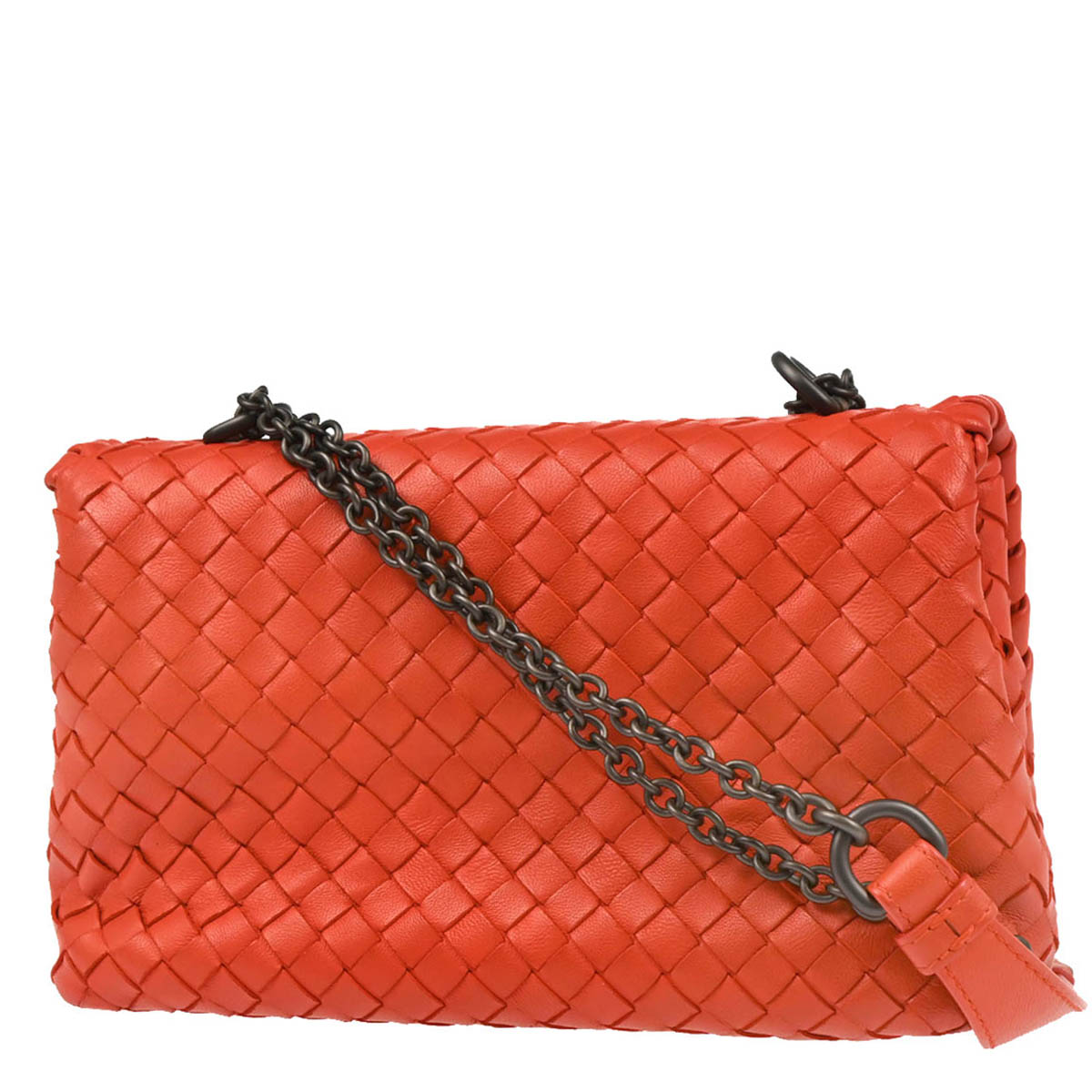 Bottega Veneta Red Intrecciato Chain Shoulder Bag