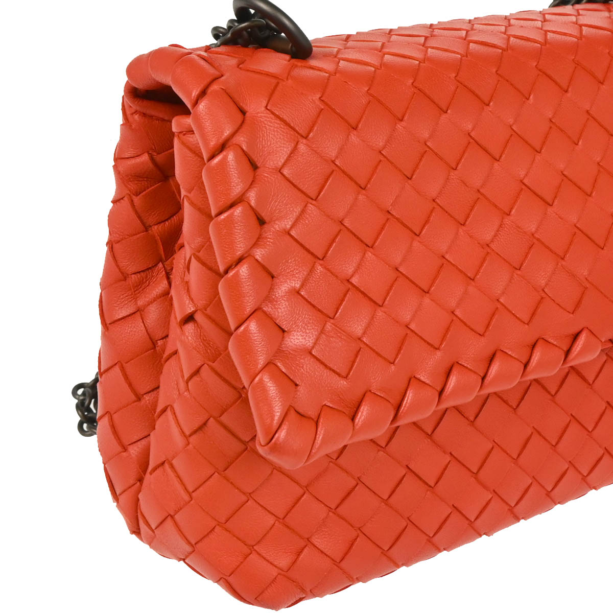 Bottega Veneta Red Intrecciato Chain Shoulder Bag