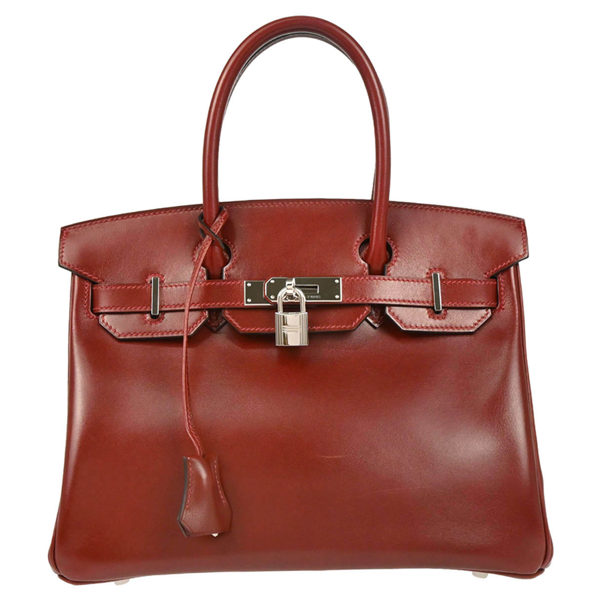 Hermes Rouge H Box Calf Birkin 30 Handbag