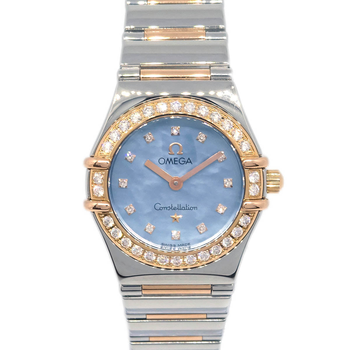 Omega Constellation Quartz Watch 18KPG SS Diamond Shell