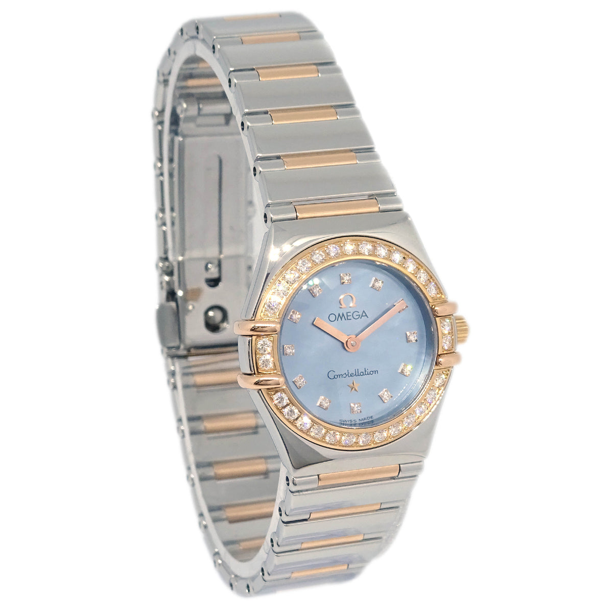 Omega Constellation Quartz Watch 18KPG SS Diamond Shell