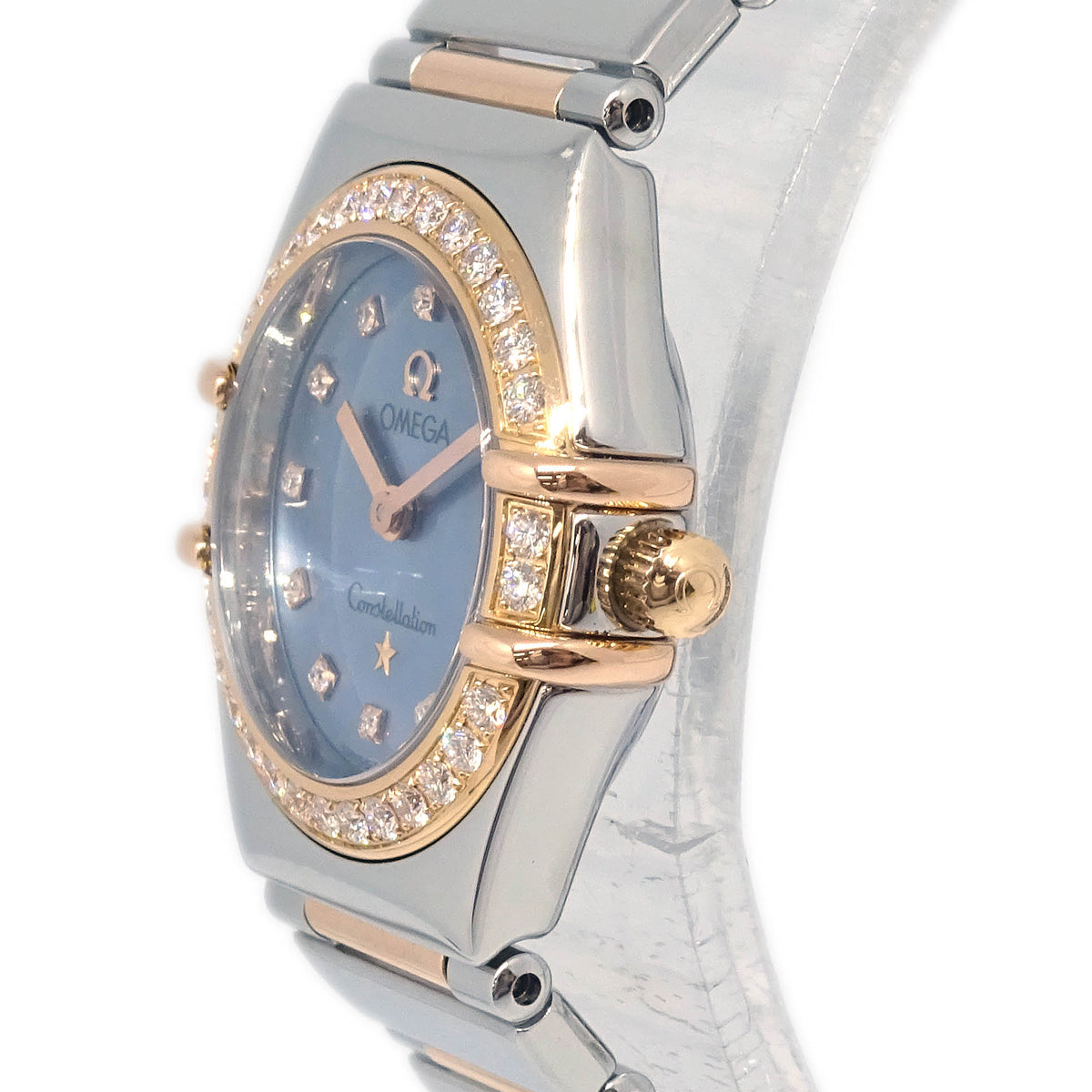 Omega Constellation Quartz Watch 18KPG SS Diamond Shell