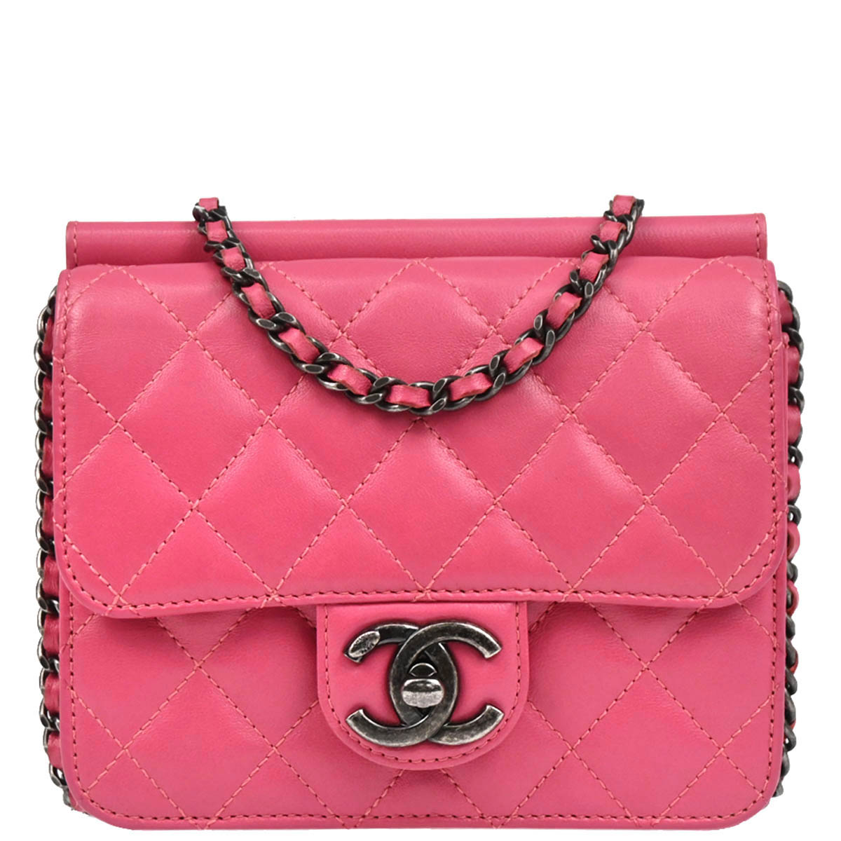 Chanel 2013-2014 Pink Lambskin Shoulder Bag