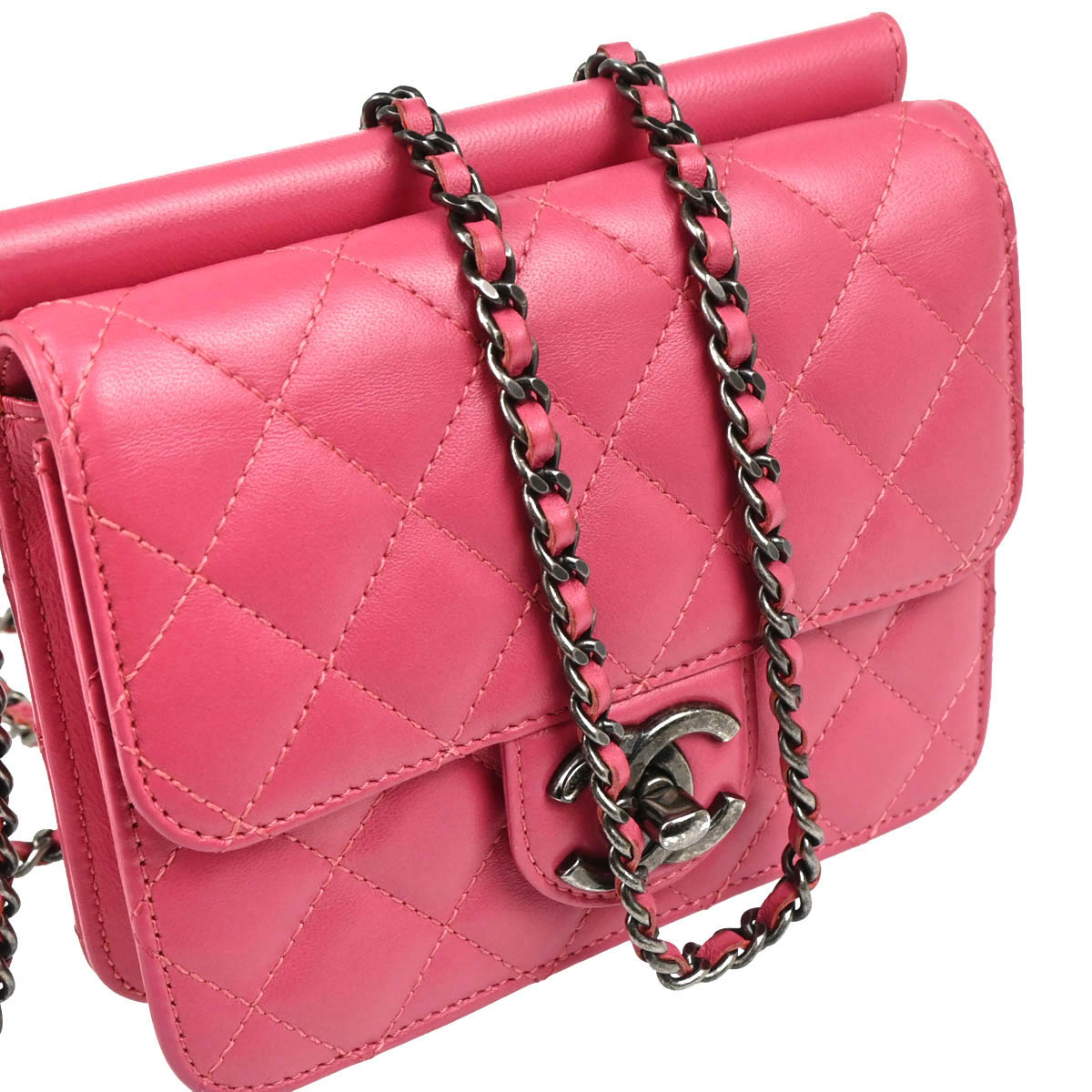 Chanel 2013-2014 Pink Lambskin Shoulder Bag