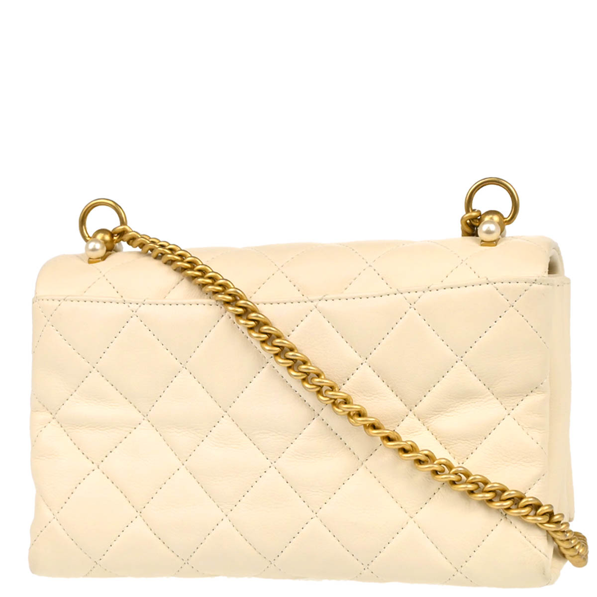 Chanel Ivory Calfskin Turnlock Small Full Flap Shoulder Bag