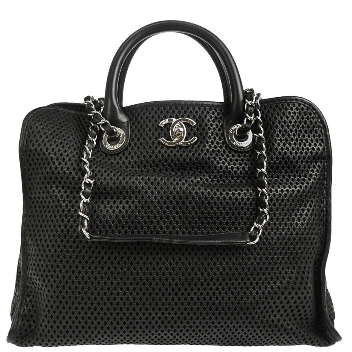Chanel 2012-2013 Black Perforated Calfskin French Riviera 2way Shoulder Handbag