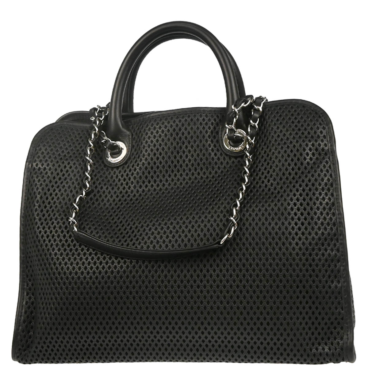Chanel 2012-2013 Black Perforated Calfskin French Riviera 2way Shoulder Handbag