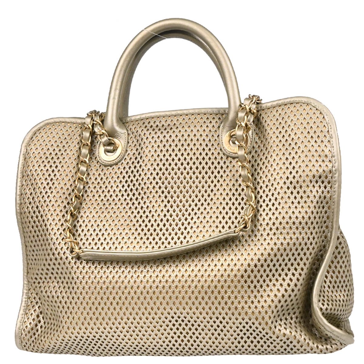 Chanel Silver Perforated Calfskin French Riviera 2way Shoulder Handbag