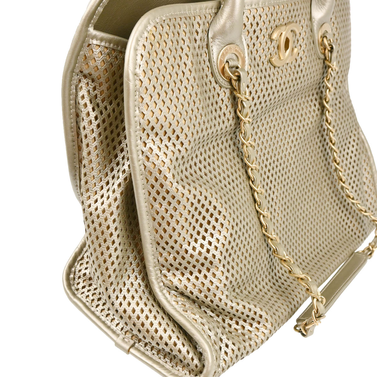 Chanel Silver Perforated Calfskin French Riviera 2way Shoulder Handbag