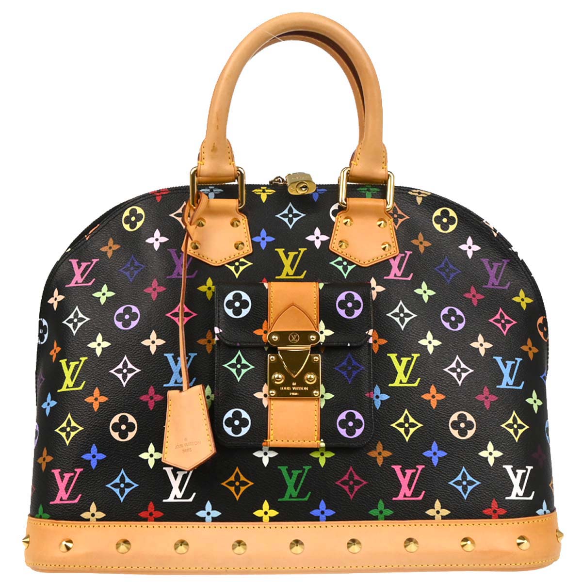 Louis Vuitton Black Monogram Multicolor Alma GM Handbag M40442