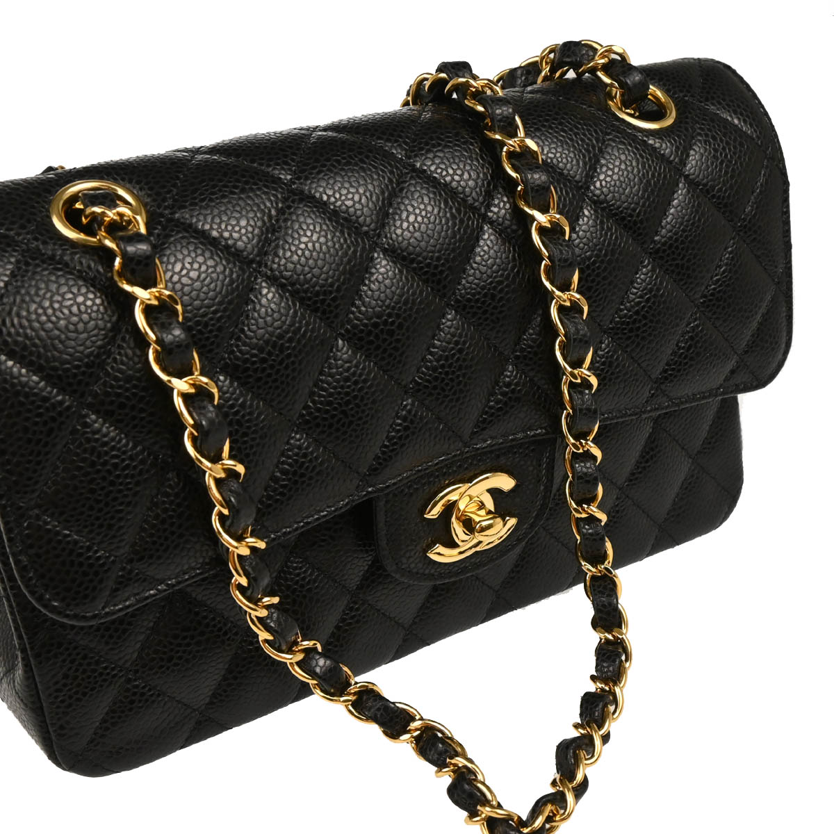 Chanel 2019 Black Caviar Small Classic Double Flap Shoulder Bag