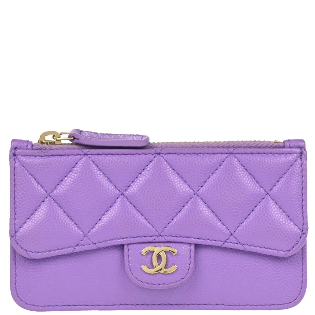Chanel 2019 Purple Caviar Cardholder Small Good