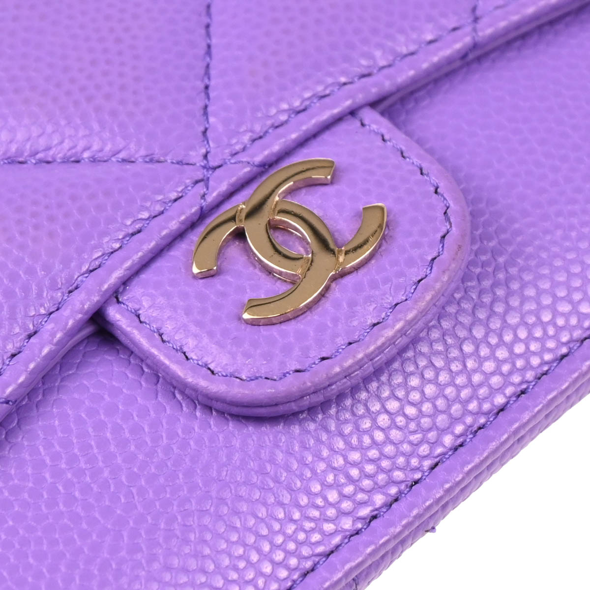 Chanel 2019 Purple Caviar Cardholder Small Good