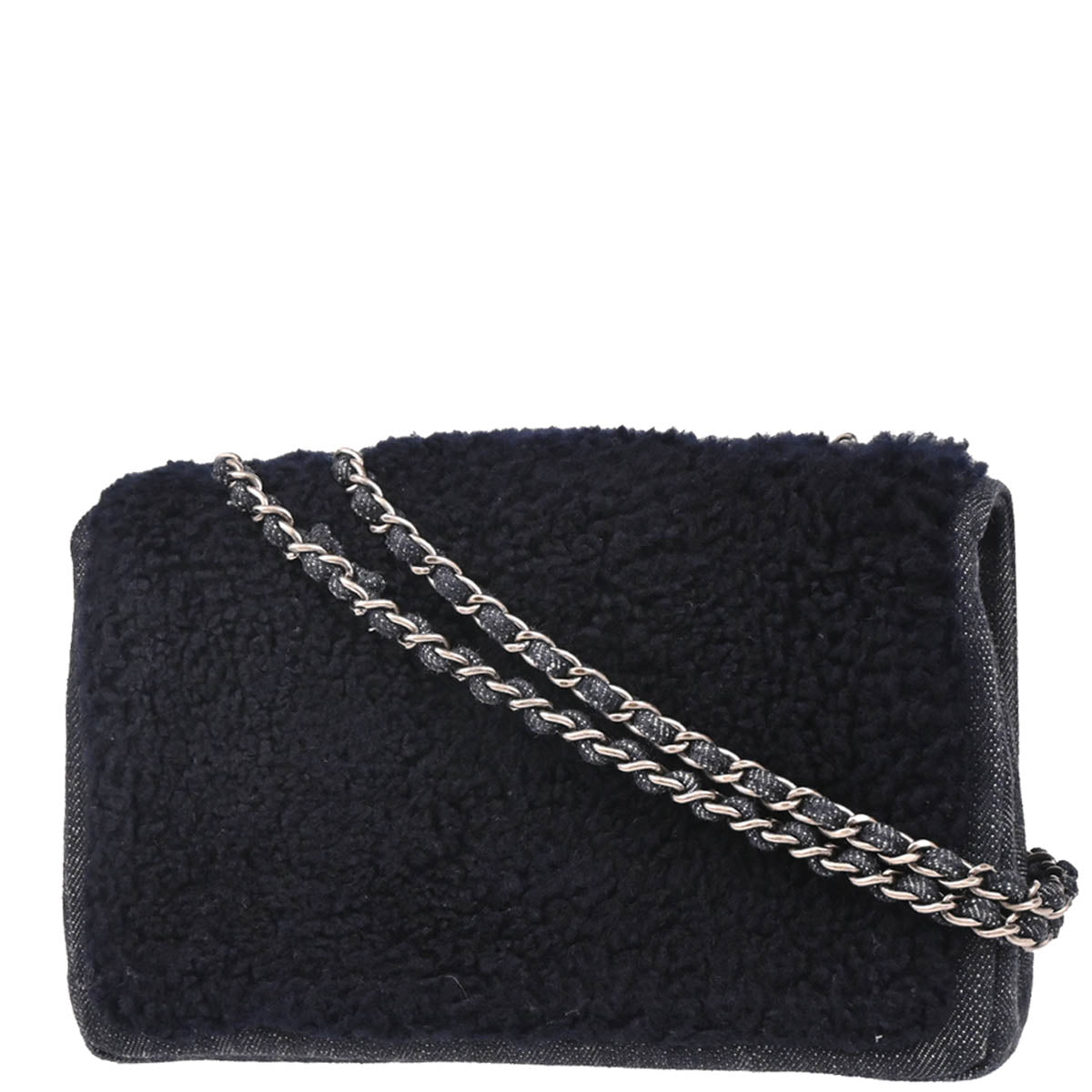 Chanel 2014 Navy Mouton Denim Paris Dallas Single Flap Shoulder Bag