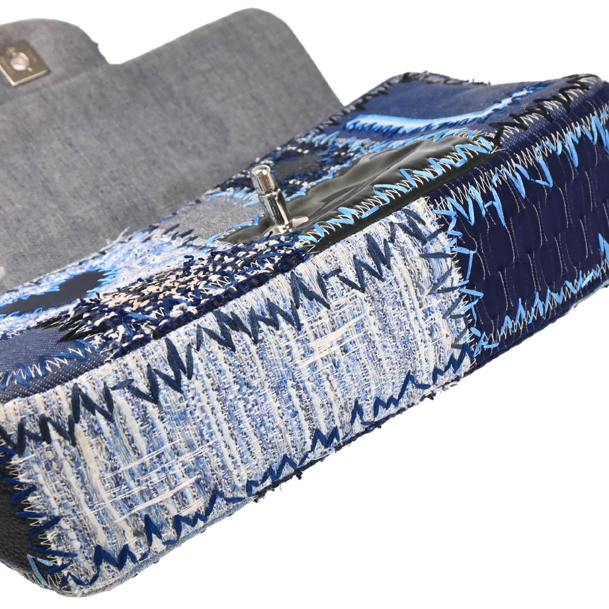 Chanel Blue Denim Patchwork Single Flap Shoulder Bag