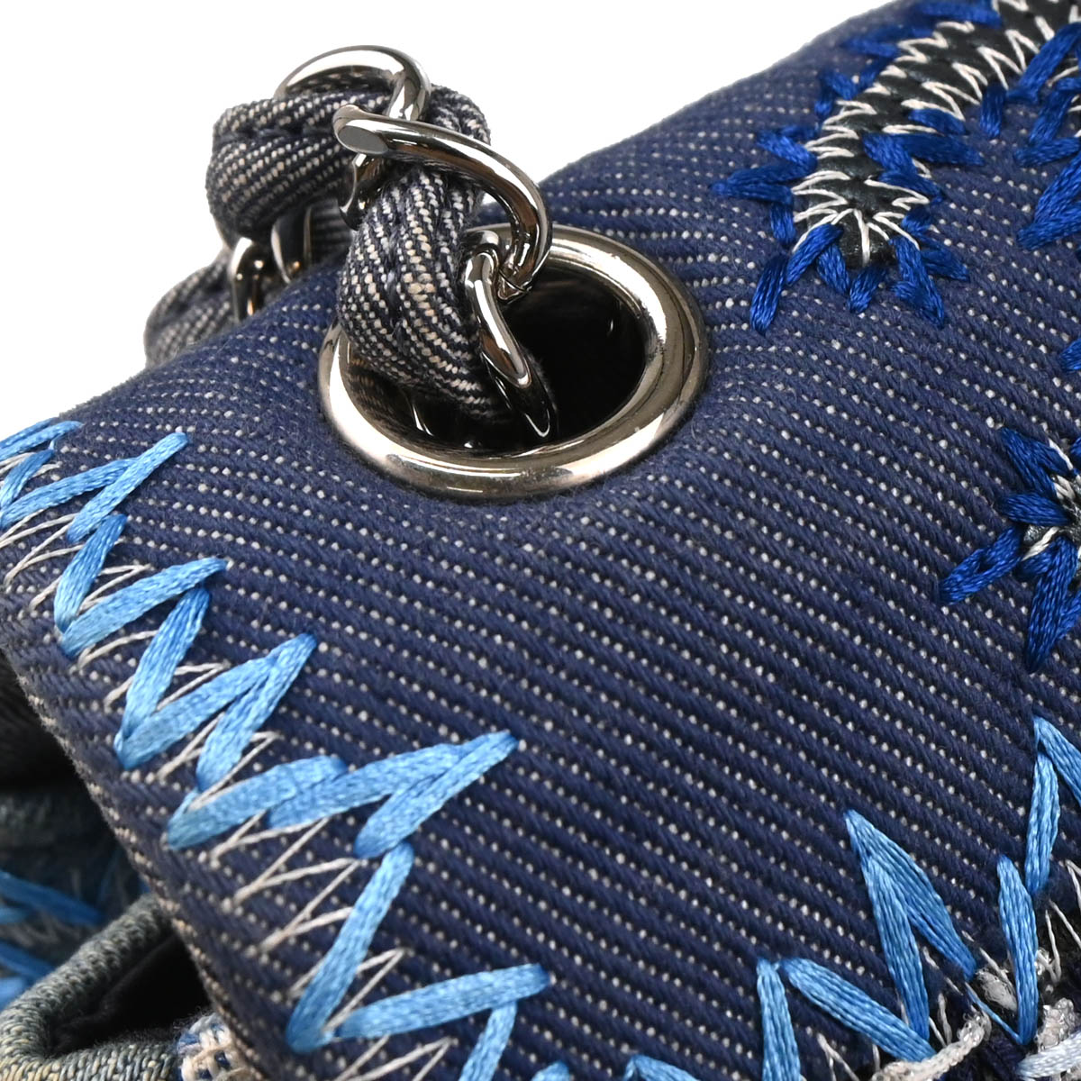 Chanel Blue Denim Patchwork Single Flap Shoulder Bag