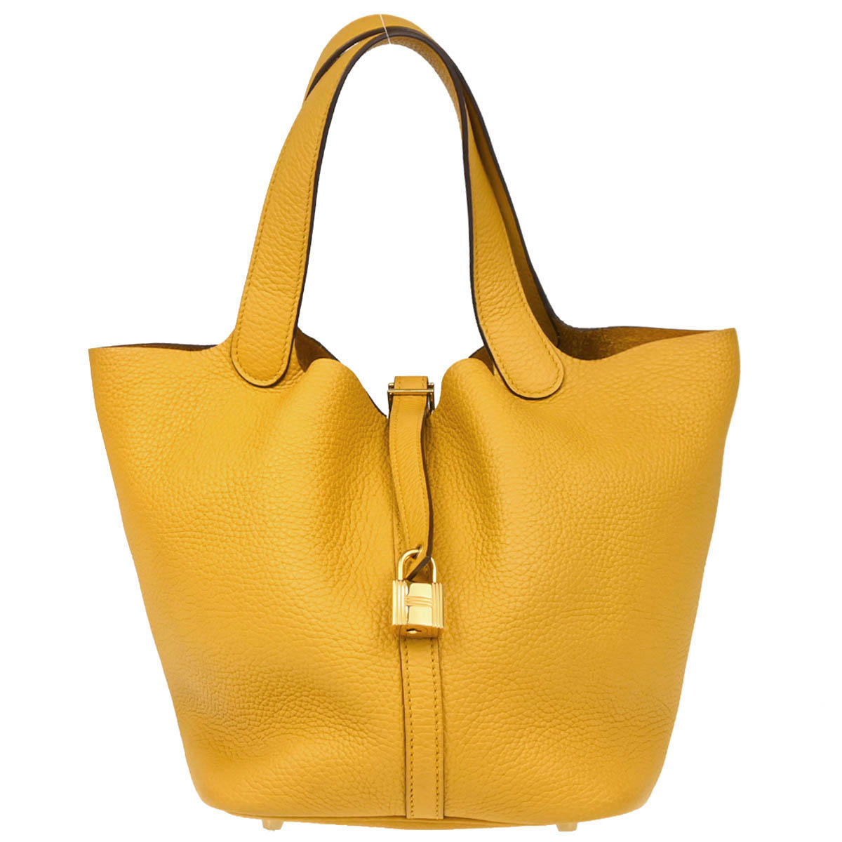 Hermes Jaune Taurillon Clemence Picotin Lock 22 MM Handbag