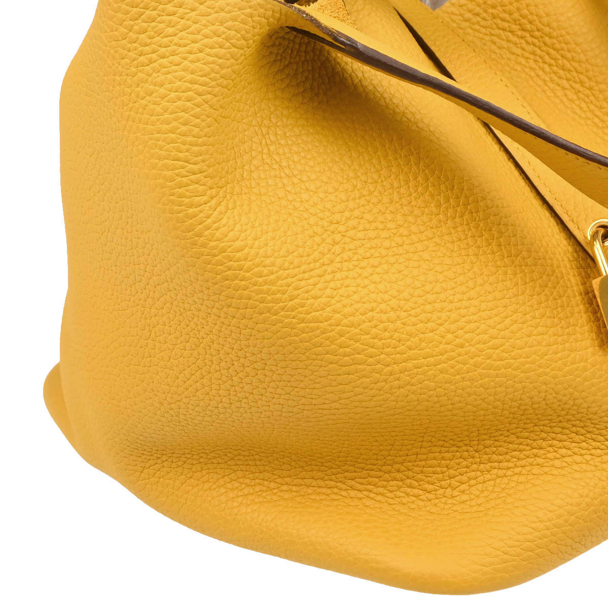 Hermes Jaune Taurillon Clemence Picotin Lock 22 MM Handbag