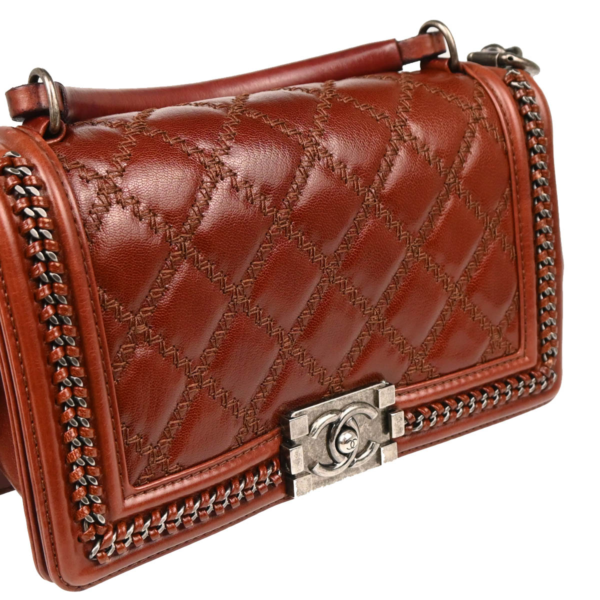 Boy Chanel 2015-2016 Bordeaux Calfskin Medium 2way Shoulder Bag Handbag