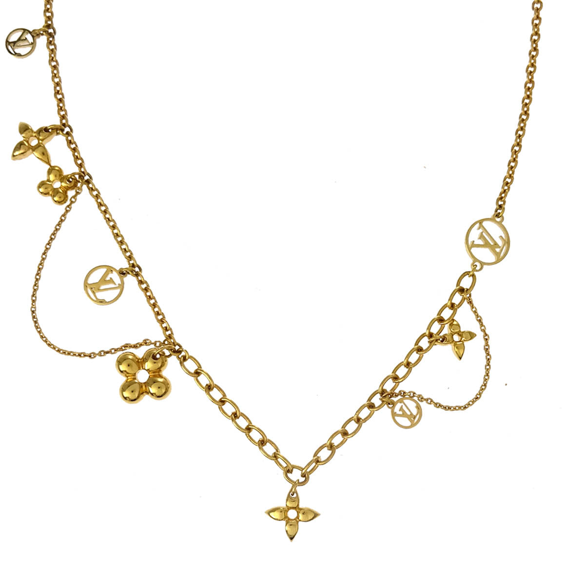 Louis Vuitton Gold Monogram Collier Blooming Necklace M64855