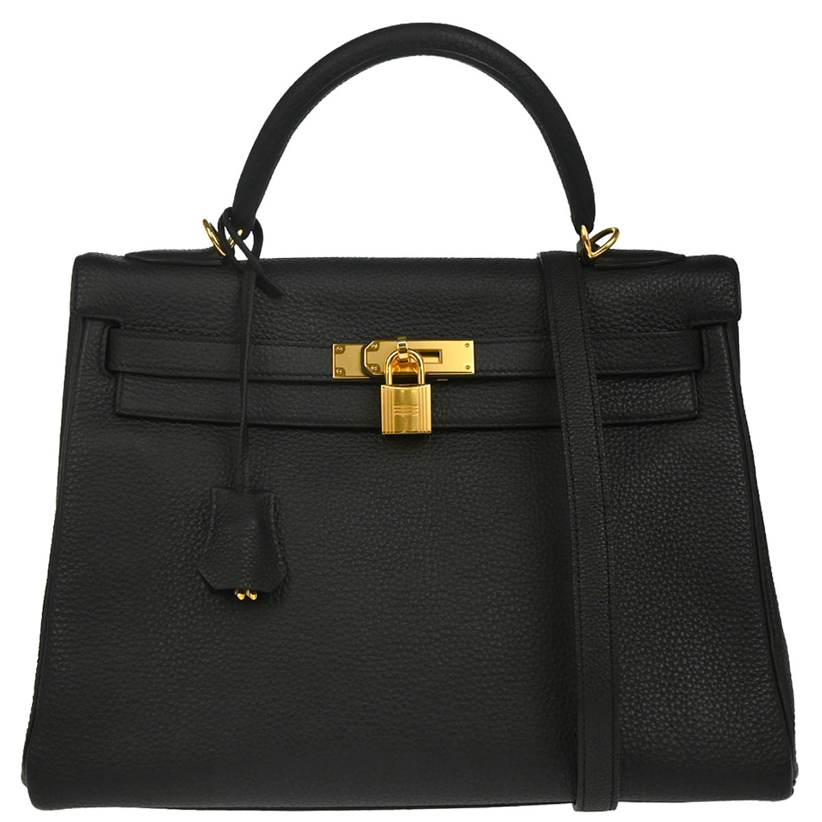 Hermes Black Togo Kelly 32 Retourne 2way Shoulder Handbag
