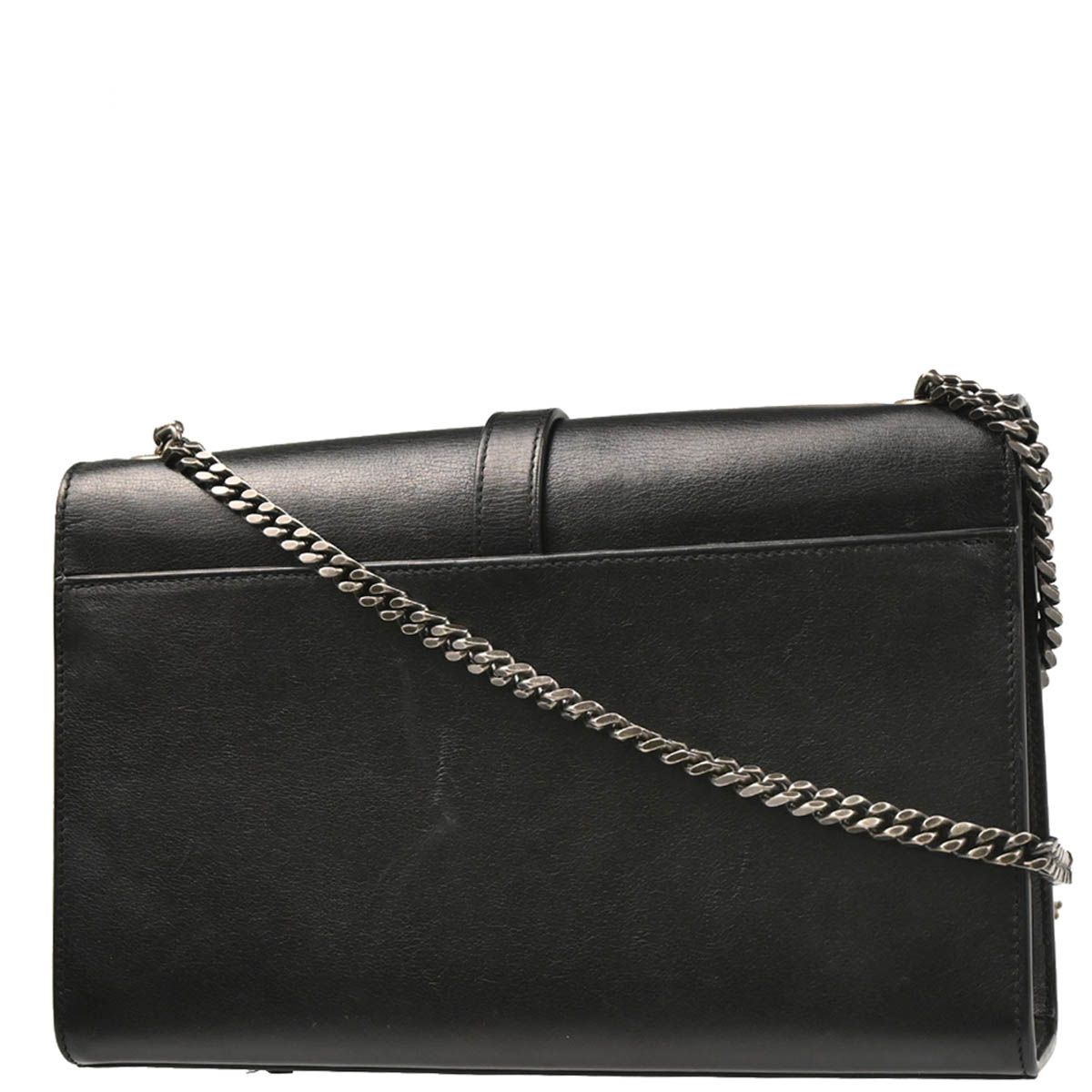 Saint Laurent Black Leather Fringe Chain Shoulder Bag