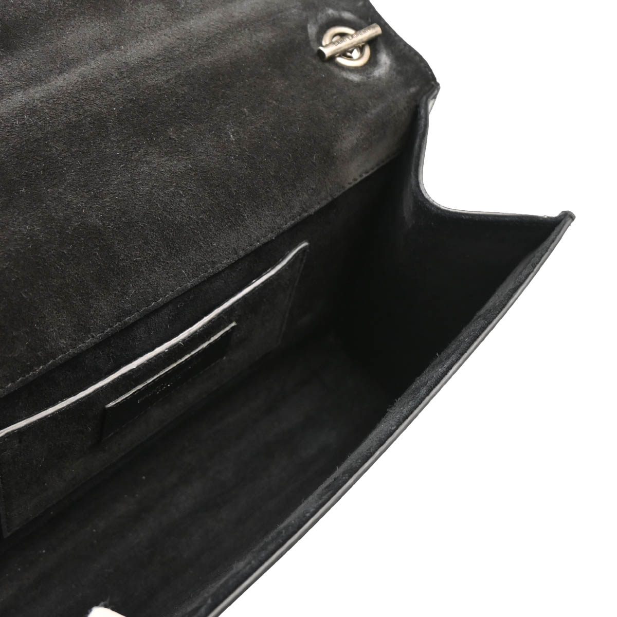 Saint Laurent Black Leather Fringe Chain Shoulder Bag