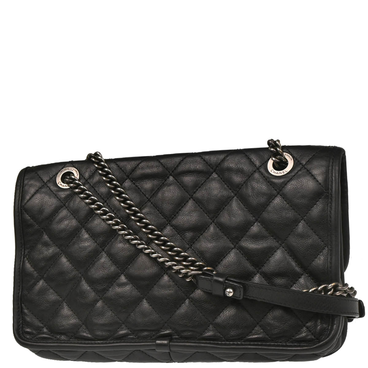 Chanel 2014-2015 Black Calfskin French Riviera Shoulder Bag