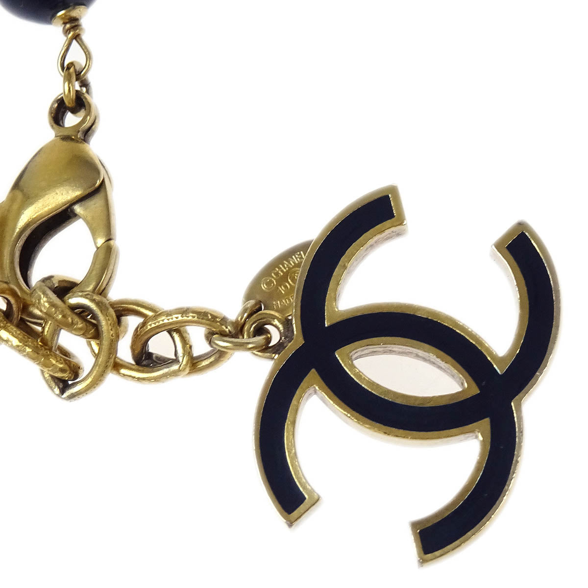 Chanel CC Chain Bracelet Gold Costume Pearl 10C