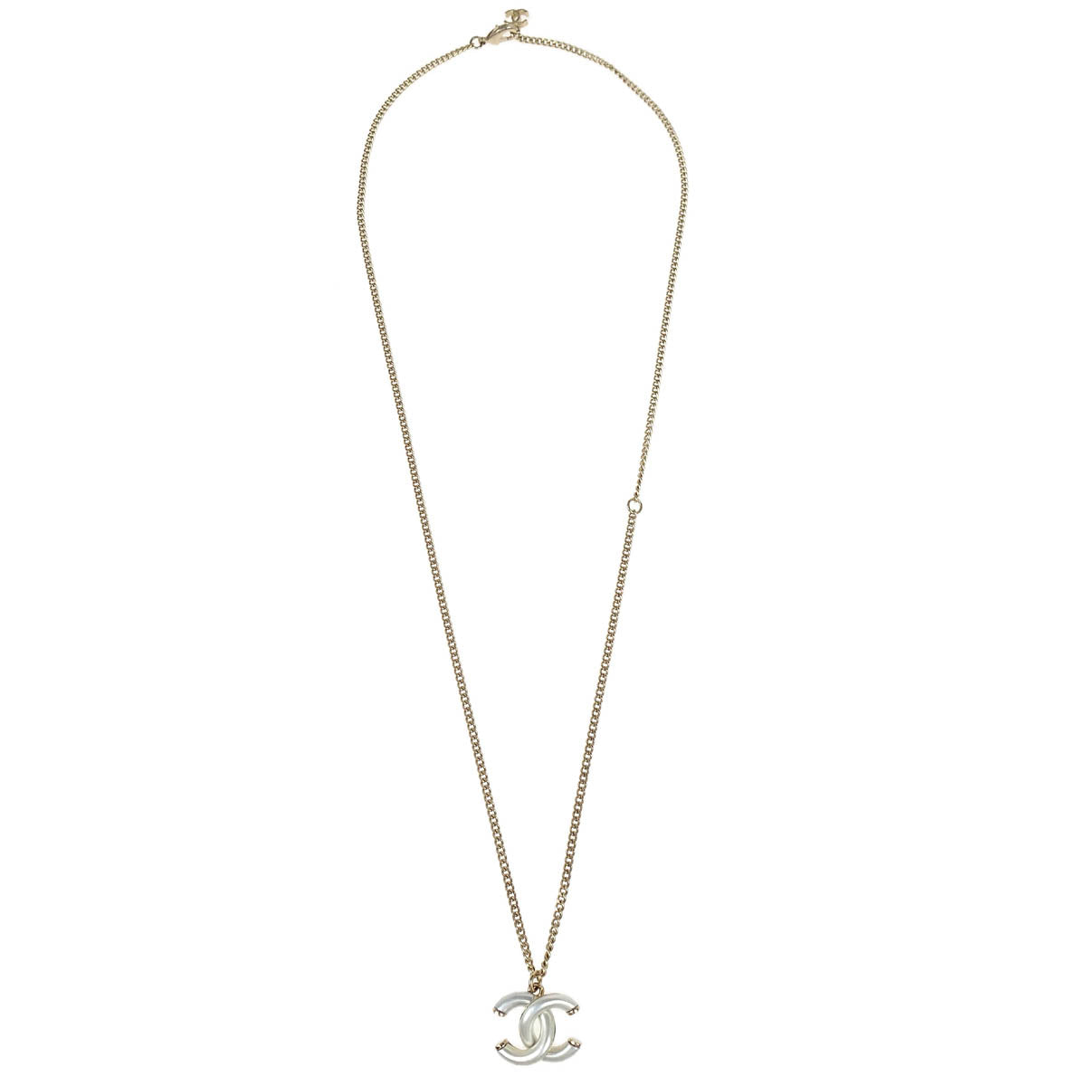 Chanel Gold Silver CC Chain Pendant Necklace A17P