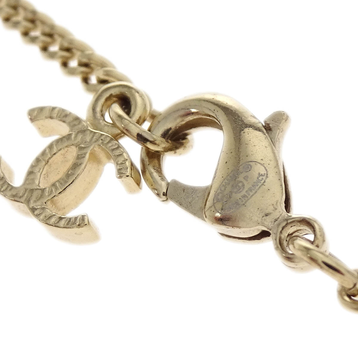 Chanel Gold Silver CC Chain Pendant Necklace A17P