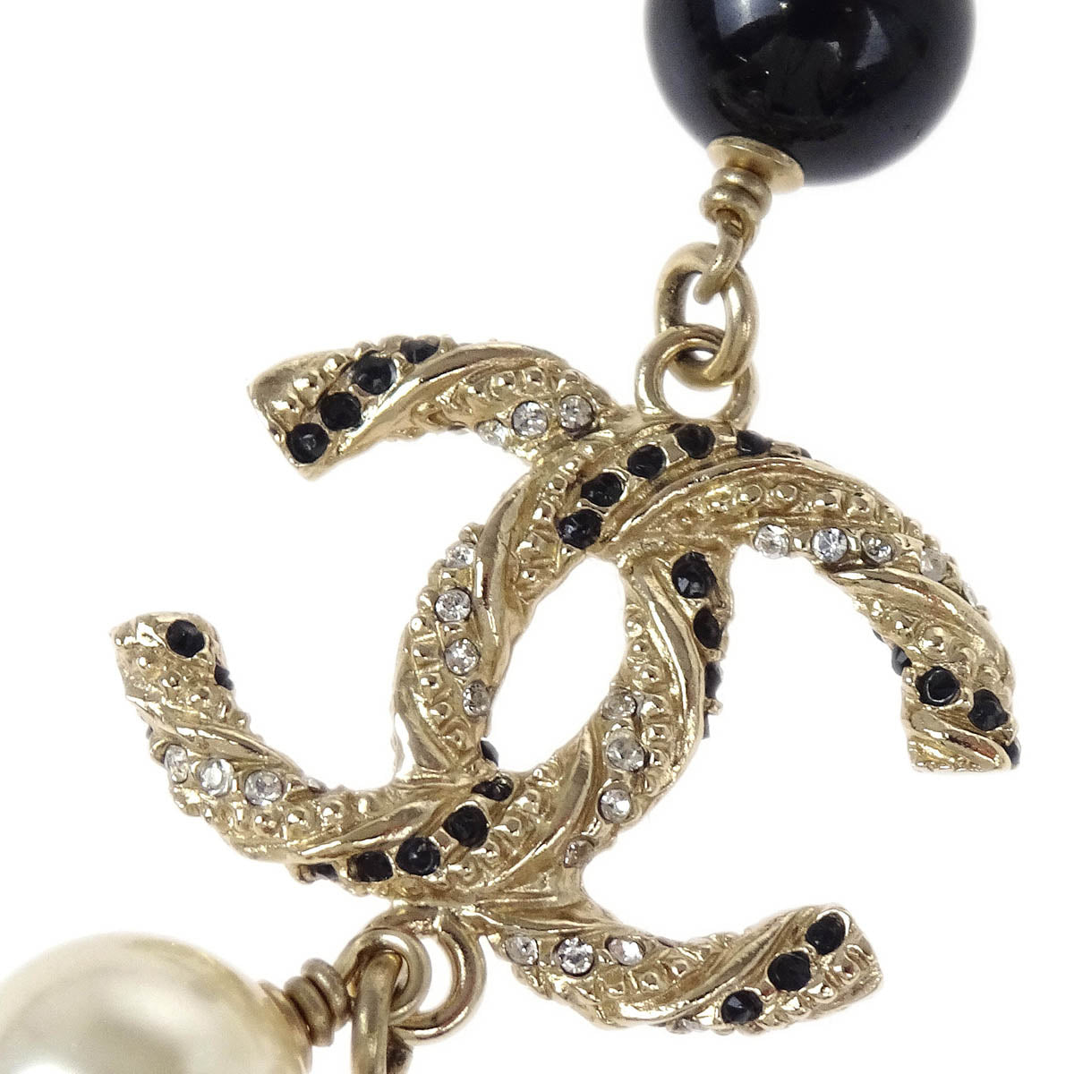 Chanel Gold Chain Costume Pearl Rhinestone Necklace B19P