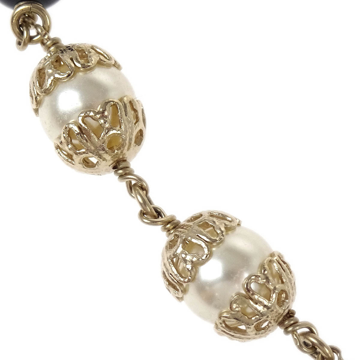 Chanel Gold Chain Costume Pearl Rhinestone Necklace B19P